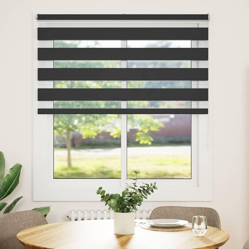 vidaXL Doppelrollo Schwarz 130x150 cm Stoffbreite 125,9 cm Polyester