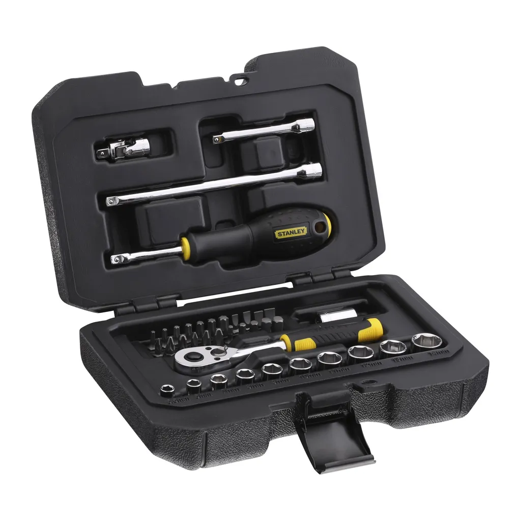 Jeu de douilles et embouts Stanley 38 pièces - Kit complet avec cliquet 1/4
