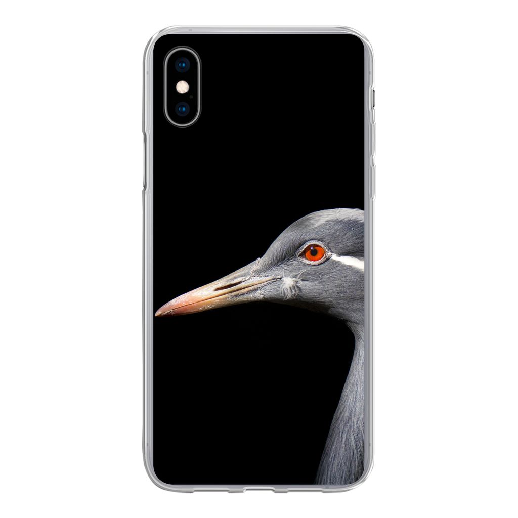 MuchoWow Handyhülle Schutzhülle Hülle für iPhone Xs Kraniche auf schwarzem Hintergrund Silikon Softcase Handy Hülle