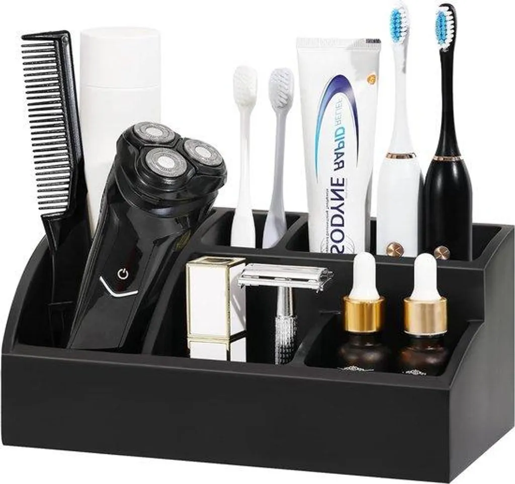 Rangement noir mat 5 fentes pour finir avec le désordre sur votre lavabo