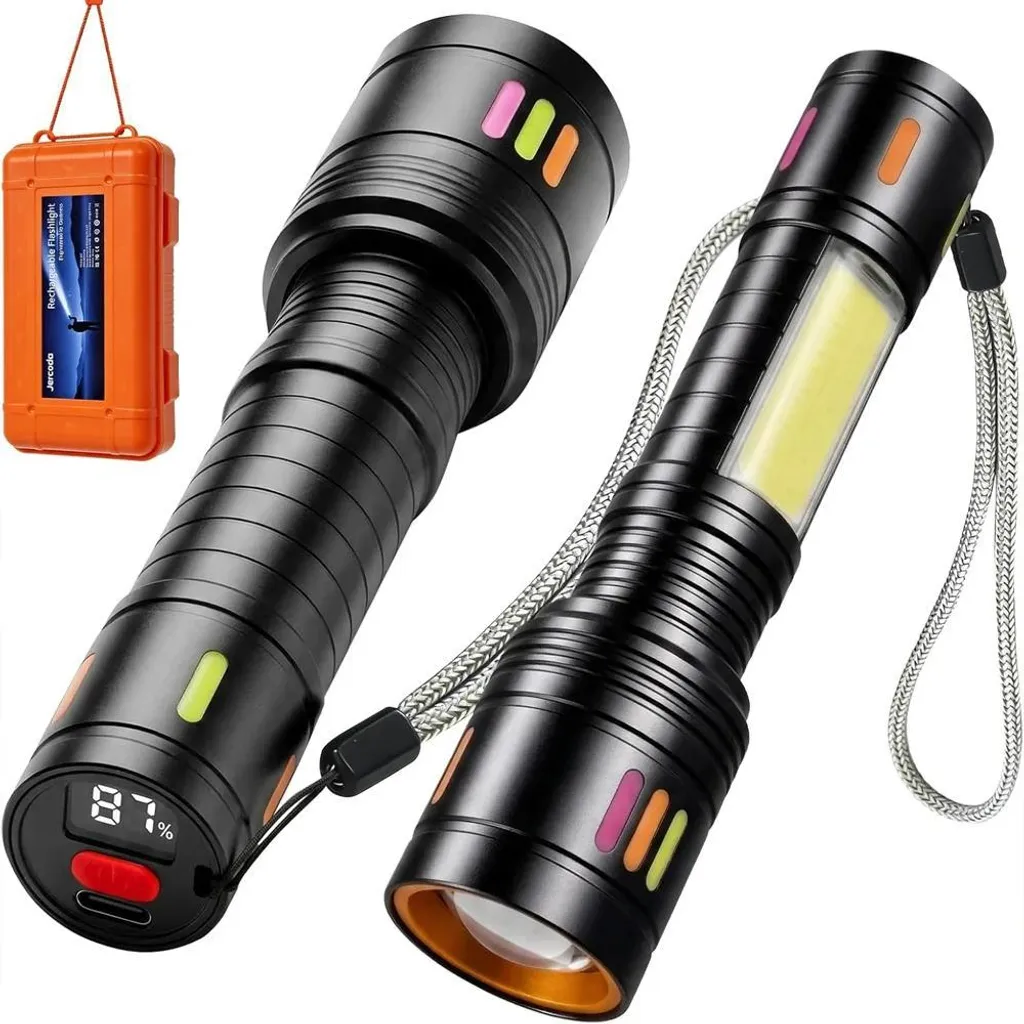 Lampe torche LED rechargeable anti-panne de courant puissante, lot de 2