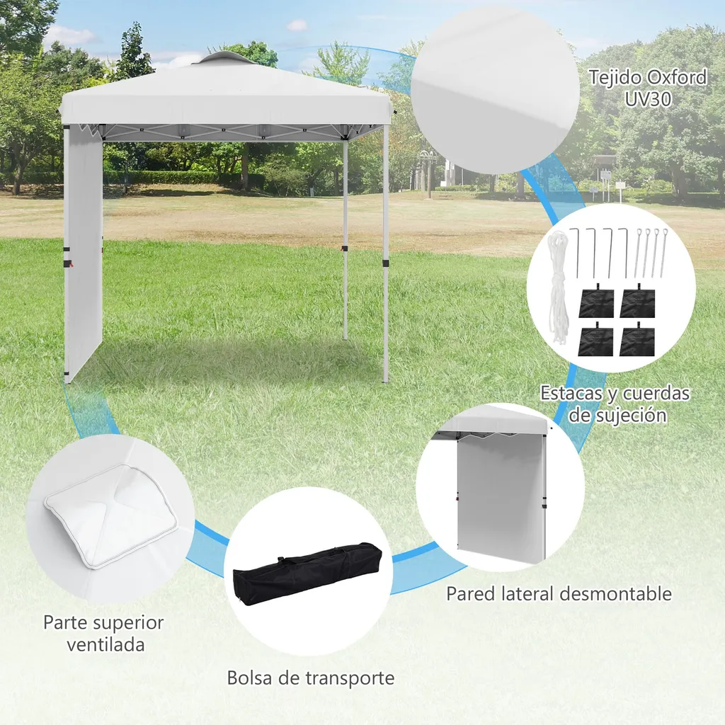 Tente pliable réglable en hauteur en polyester résistant blanc - 5