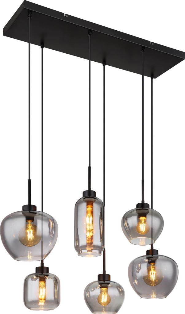 Globo Lighting Hängeleuchte Metall schwarz matt, 6x E27 Produktbild 