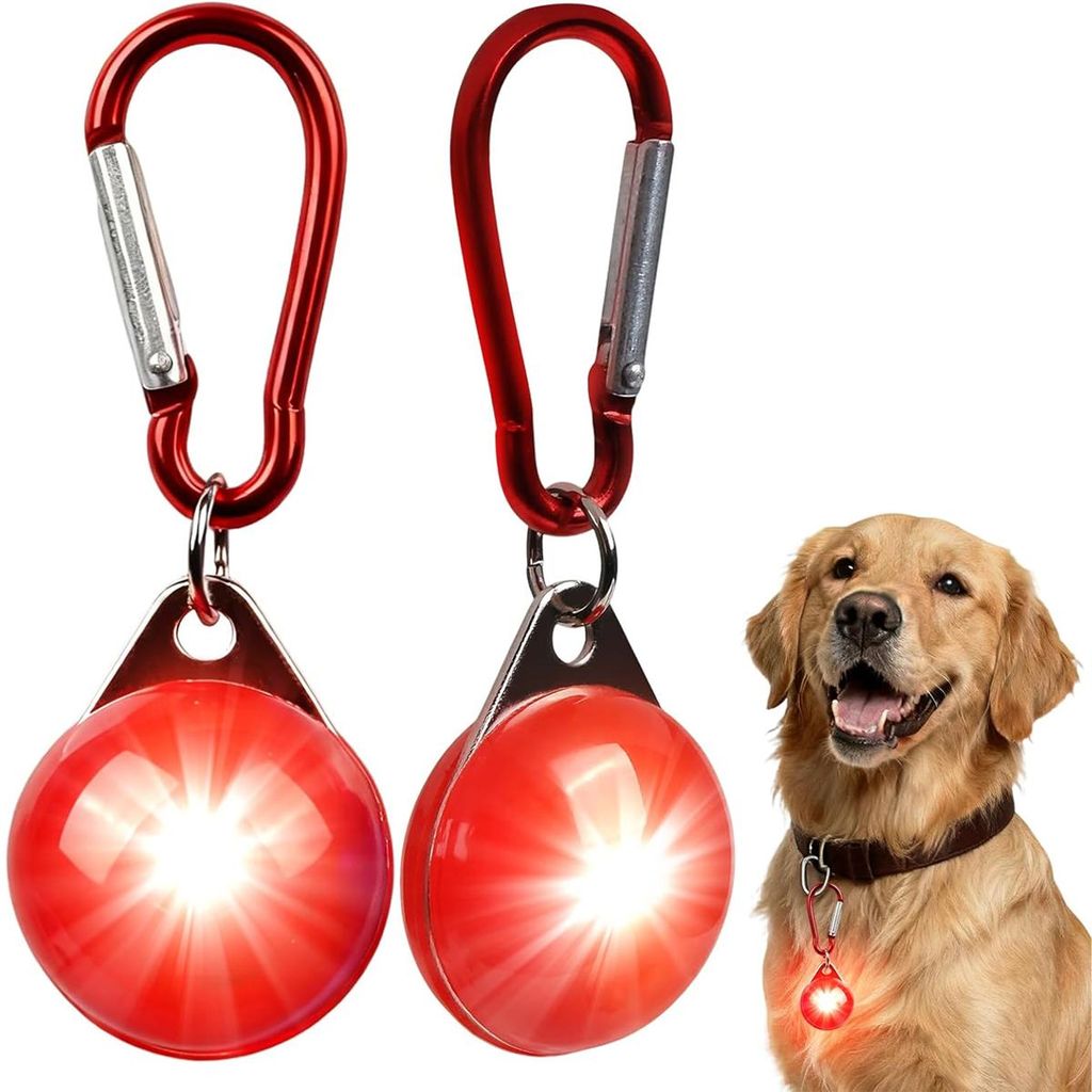 2er-Set Hundeleuchten, 3 Modi, wiederaufladbare Hundehalsband-Anhänger, extra hell, rot, wasserdicht, für Hunde, Kinder, Jogger & Camper