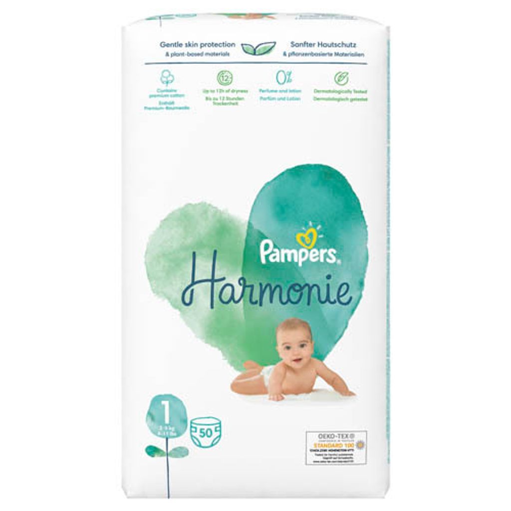 Pampers harmonie Windeln 2-5kg, Gre 1-neu, 50 Stck Produktbild 