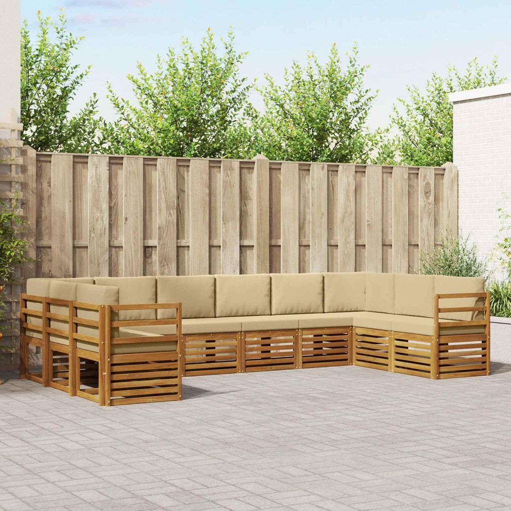 "Neues Produkt" Sofagarnituren - CLORIS - Terrassen-Sofa - 10 pcs - Natur und Beige Massivholz Akazie - Modern Gartensofas V2267