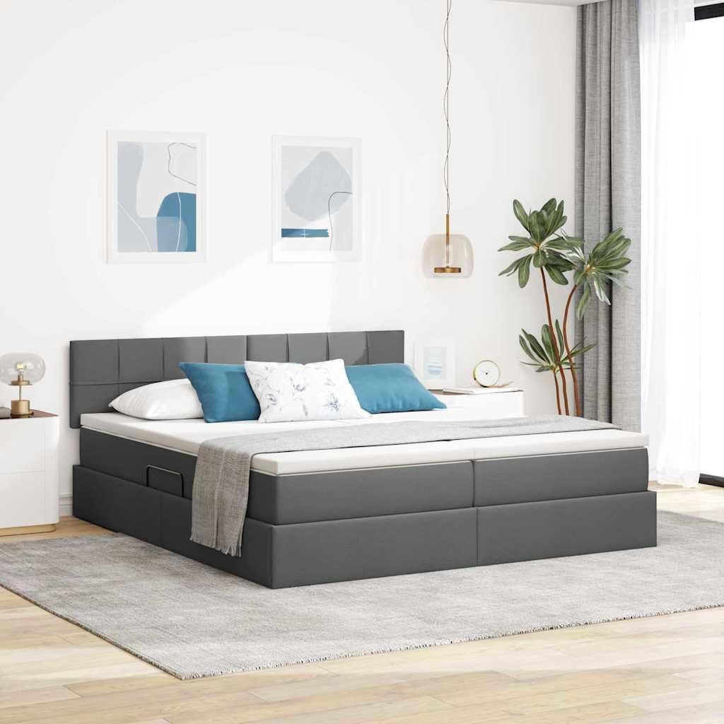 Maison Exclusive - Aufbewahrungsbett Dunkelgrau 200 x 200 cm Kunstleder