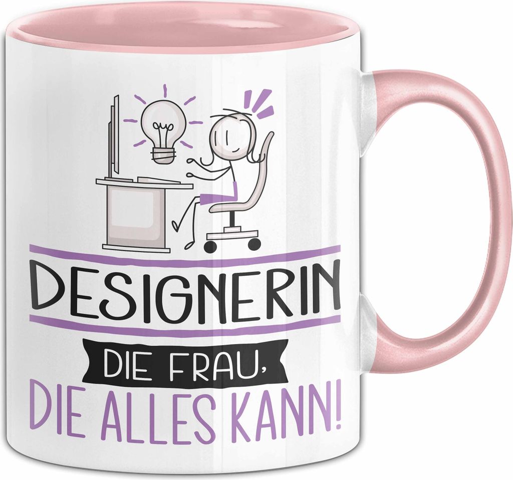 Designerin Geschenk Tasse Becher Die Frau Die Allen Kann Geschenkidee für eine Designerin Lustig (Rosa)