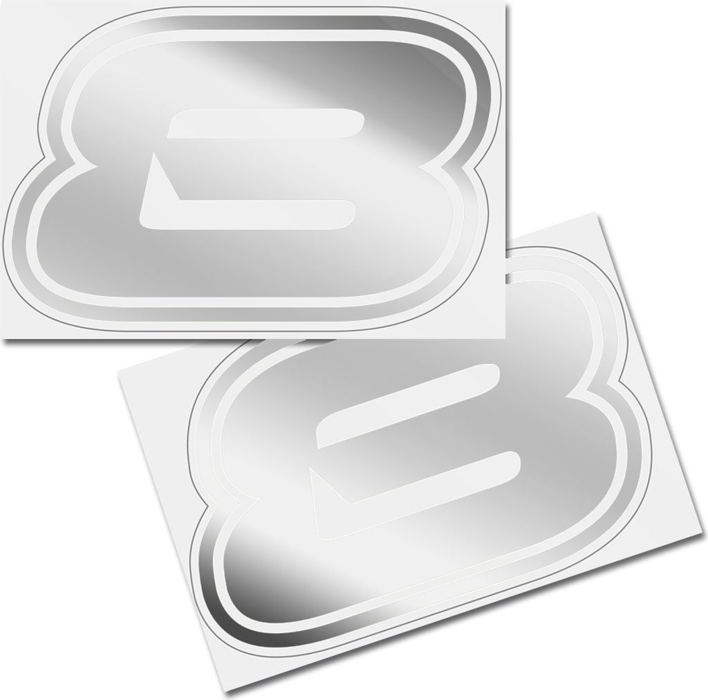 Startnummer Aufkleber 2er Set, Schrift Brünn, # 8, silber