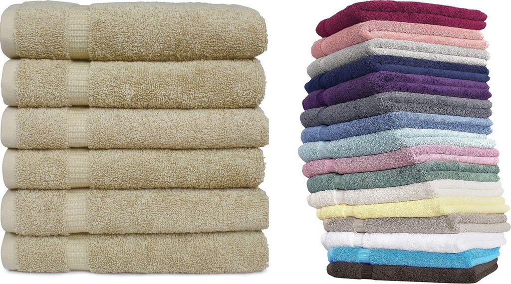 Texmaxx Handtücher Set Kollektion - 4er Badetücher Set 70 cm x 140 cm in hellbraun - 100% Baumwolle 700g/m²