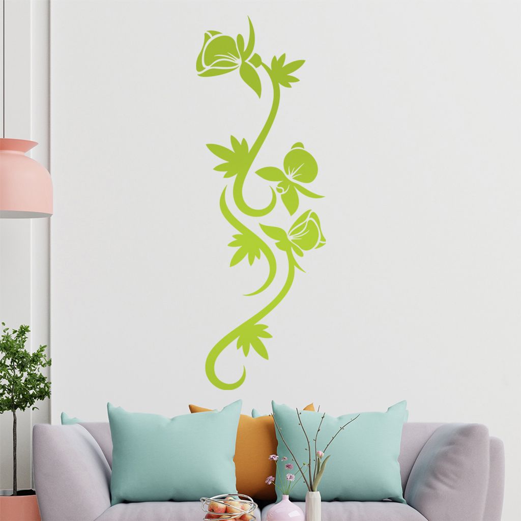 Blumen - Linien Wandtattoo in 6 Größen - Wandaufkleber Wall Sticker - Dekoration, Küche, Wohnzimmer, Schlafzimmer, Badezimmer