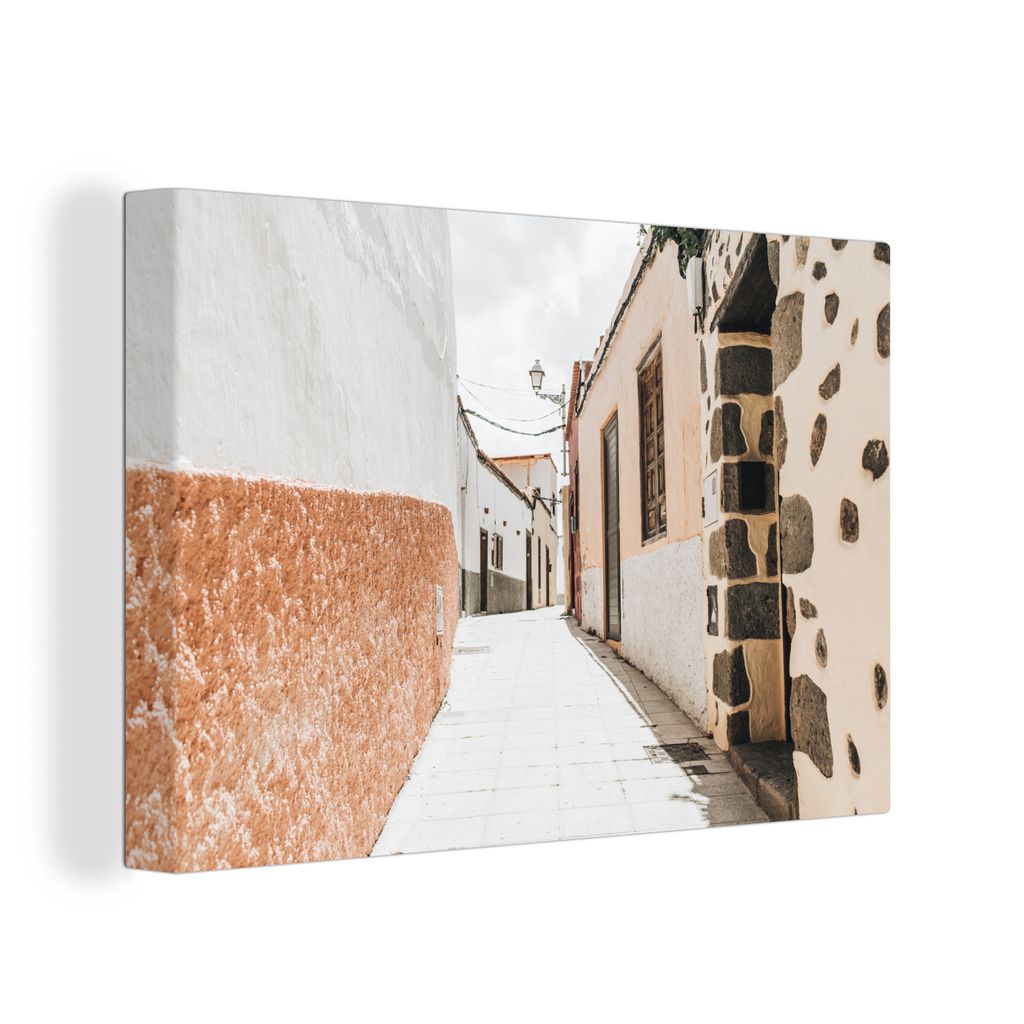 OneMillionCanvasses - Leinwandbilder - 150x100 cm, Haus - Weiß - Orange, Wandbilder Kunstdruck Wanddekoration