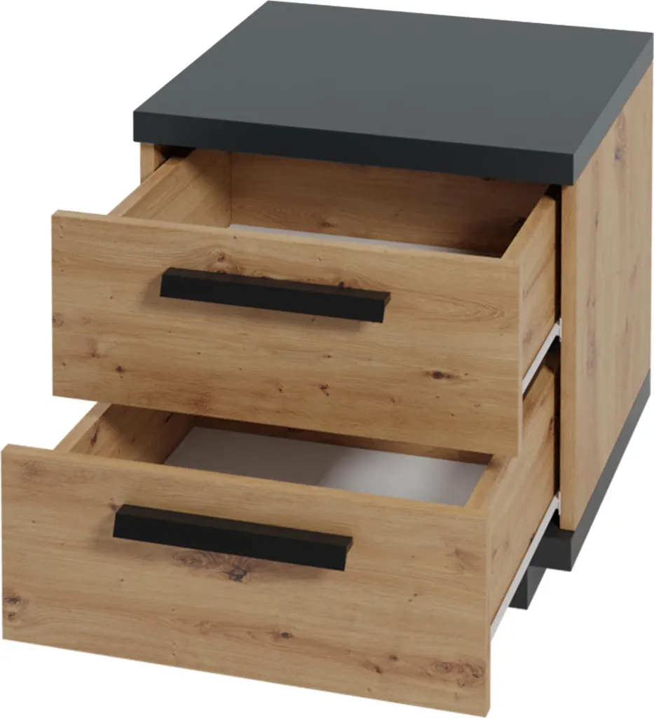 Table de chevet bicolore chêne artisan et noir mat pour chambre moderne - 2