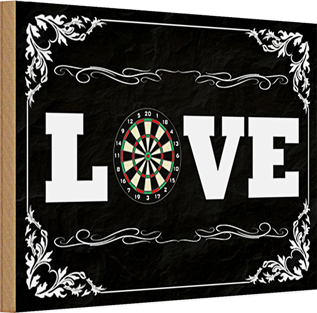 Holzschild Spruch 30x20cm Love Darts Wanddeko