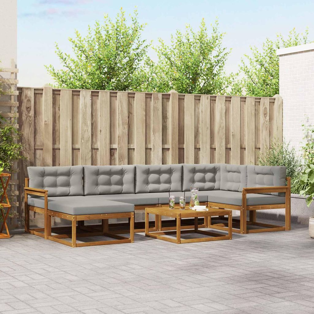 Outdoor-Sofagarnitur mit Kissen (7 pcs)- CLORIS - Natürlich und Hellgrau - Gartensofas C224
