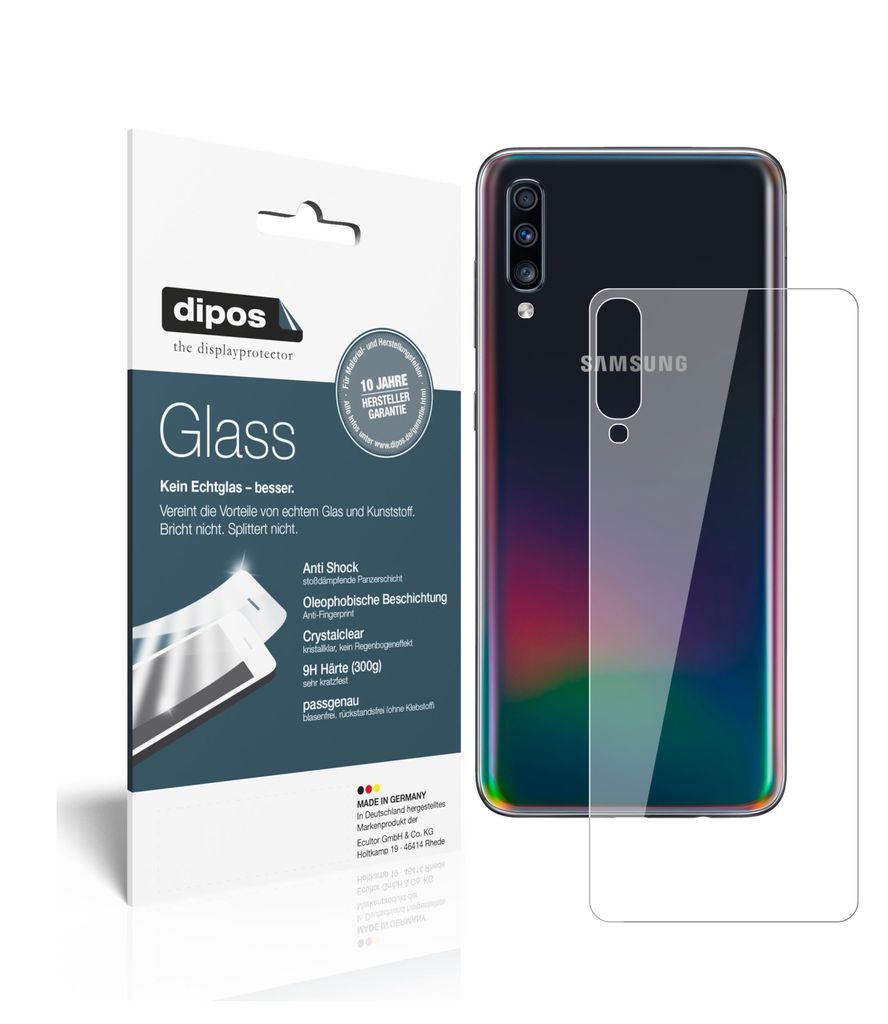 2x Schutzfolie für Samsung Galaxy A70s Rückseite - Anti-Shock 9H Folie dipos Glass Kunststoffglas