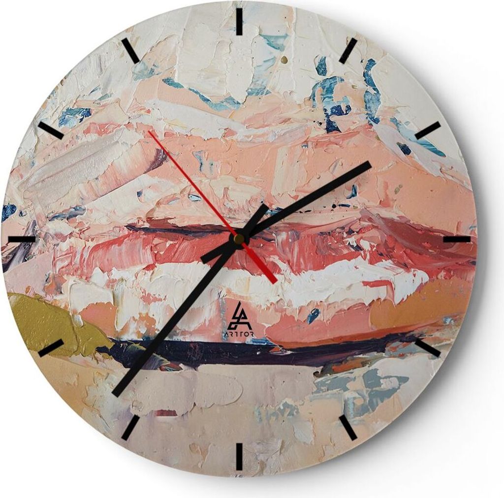 Wanduhr - Rund - Glasuhr - Mund pastos Stück - 30x30cm - Schleichendes Uhrwerk - Lautlos - zum Aufhängen bereit - Dekoration Modern - Wanddekorat...