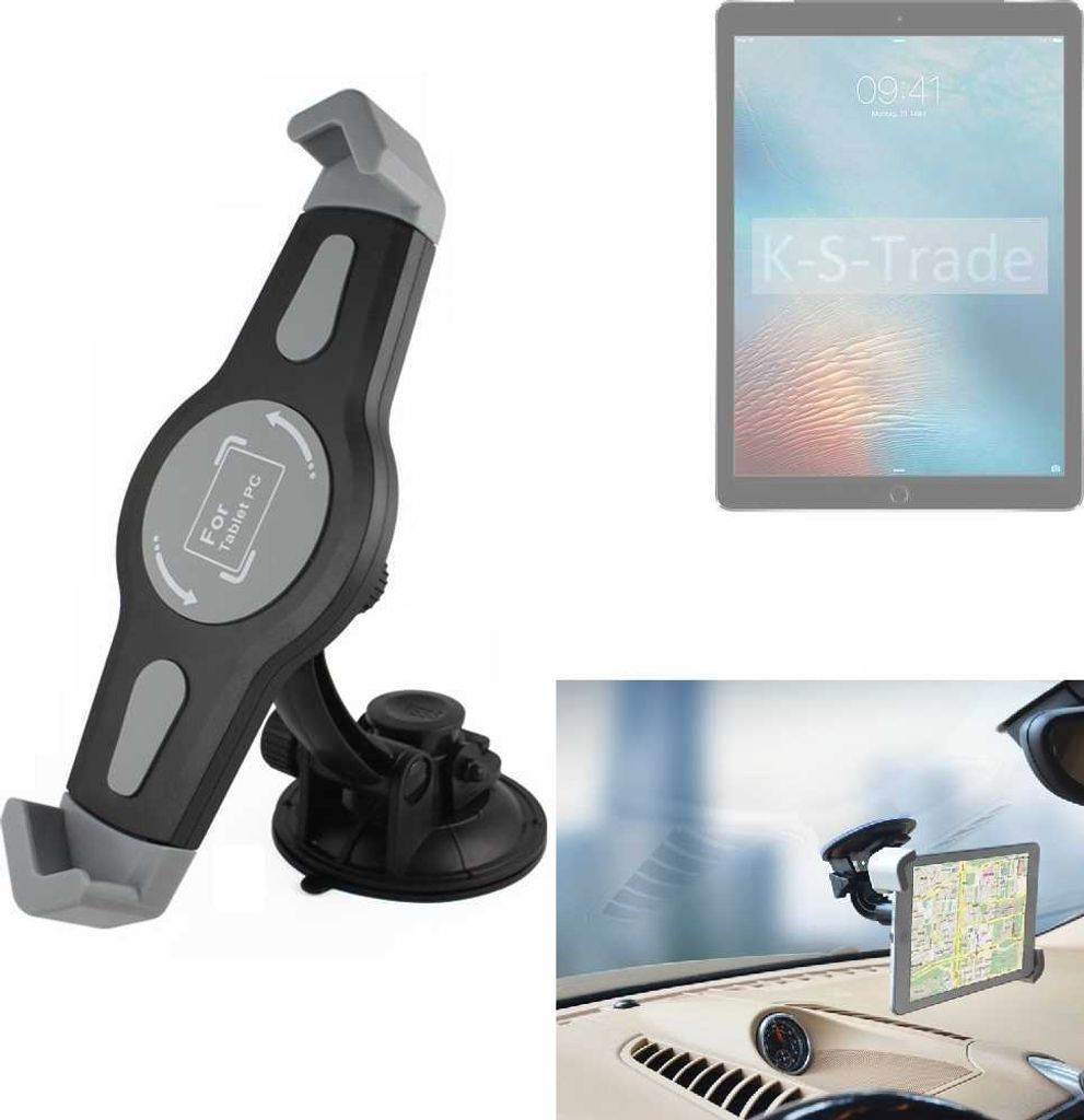 K-S-Trade Scheiben-Halterung für Tablets kompatibel mit Apple iPad Pro 9,7 Zoll KFZ Tablet Saugnapf Auto Halterung Windschutzscheibe Holder Halter