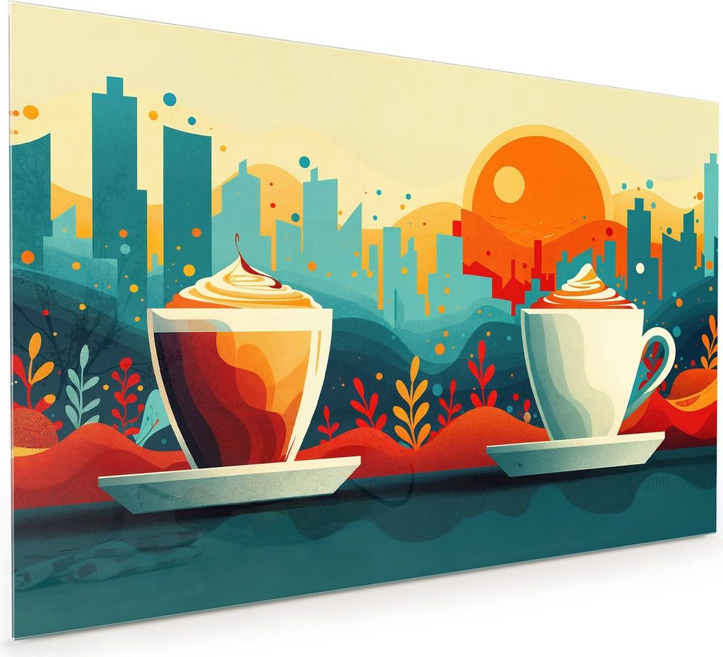Küchenrückwand Spritzschutz Glas mit Motiv Kaffee Am Abend 40 x 40 cm
