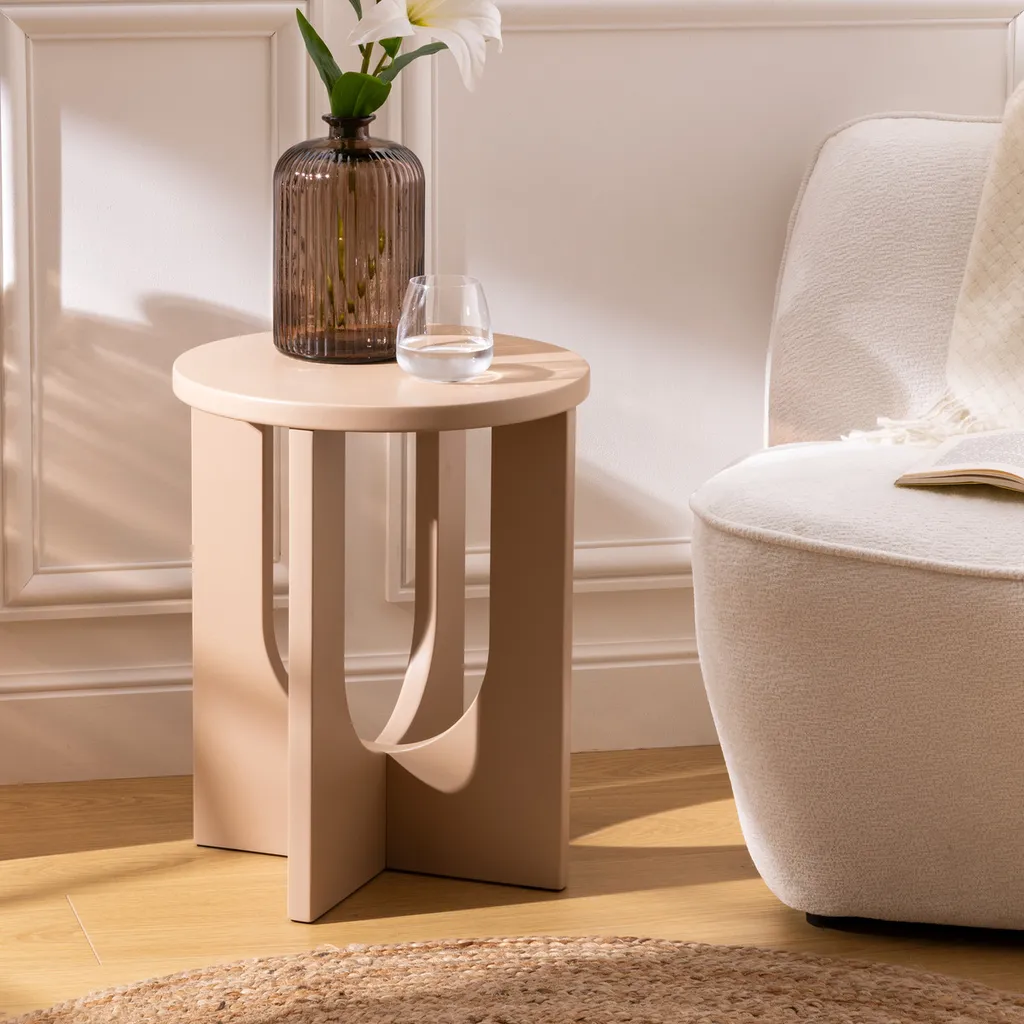 Table d'appoint pour salon et chambre Bloom Noisette - Pose-café 50x40 cm