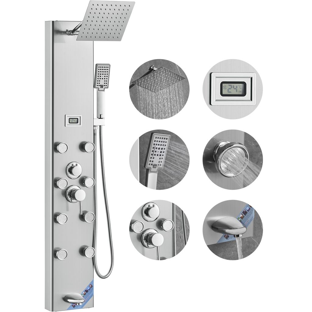 VEVOR Duschpaneelsystem, 5 Duschmodi, Duschpaneelturm mit Produktbild 