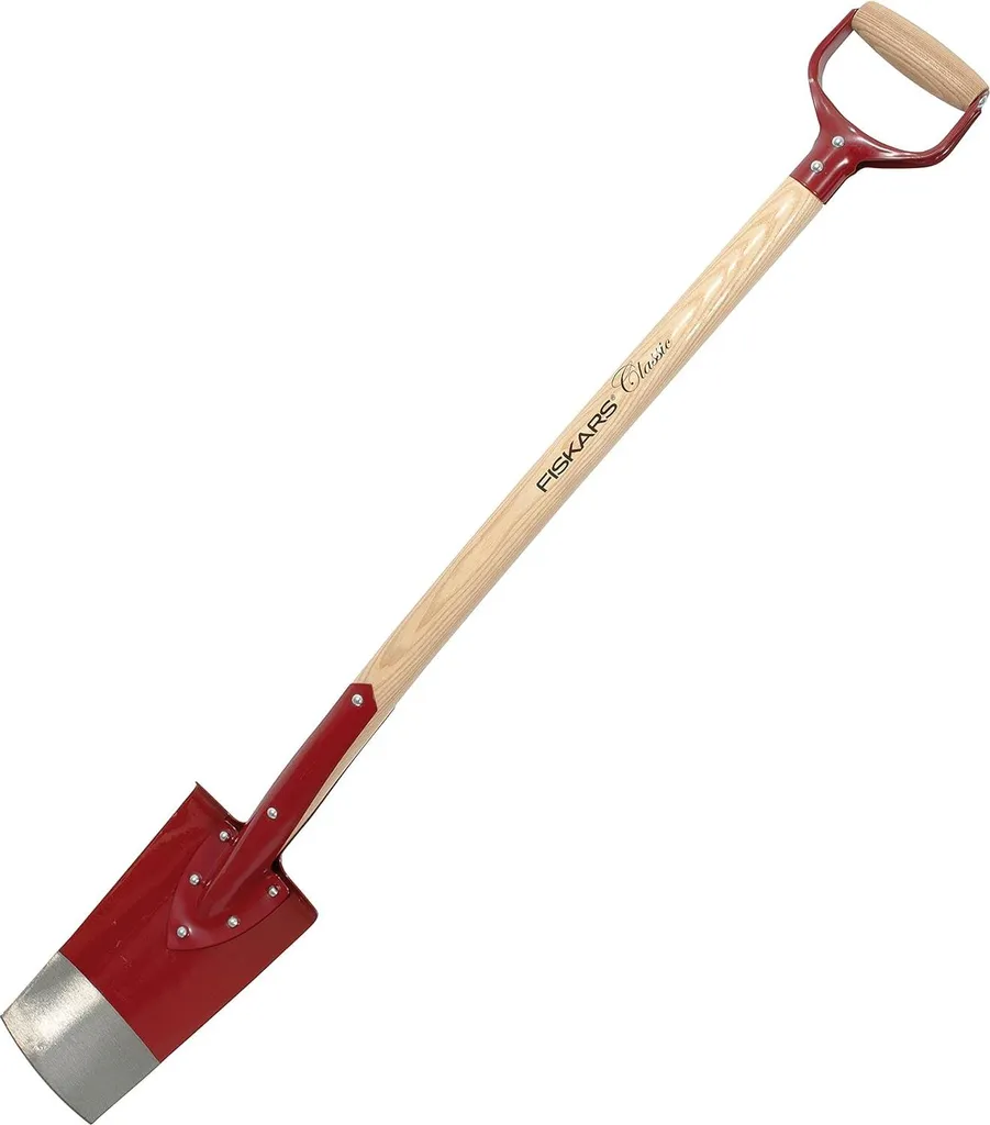 Pelle pour Drain et Plantation de Fleurs 105cm en Frêne et Acier Rouge