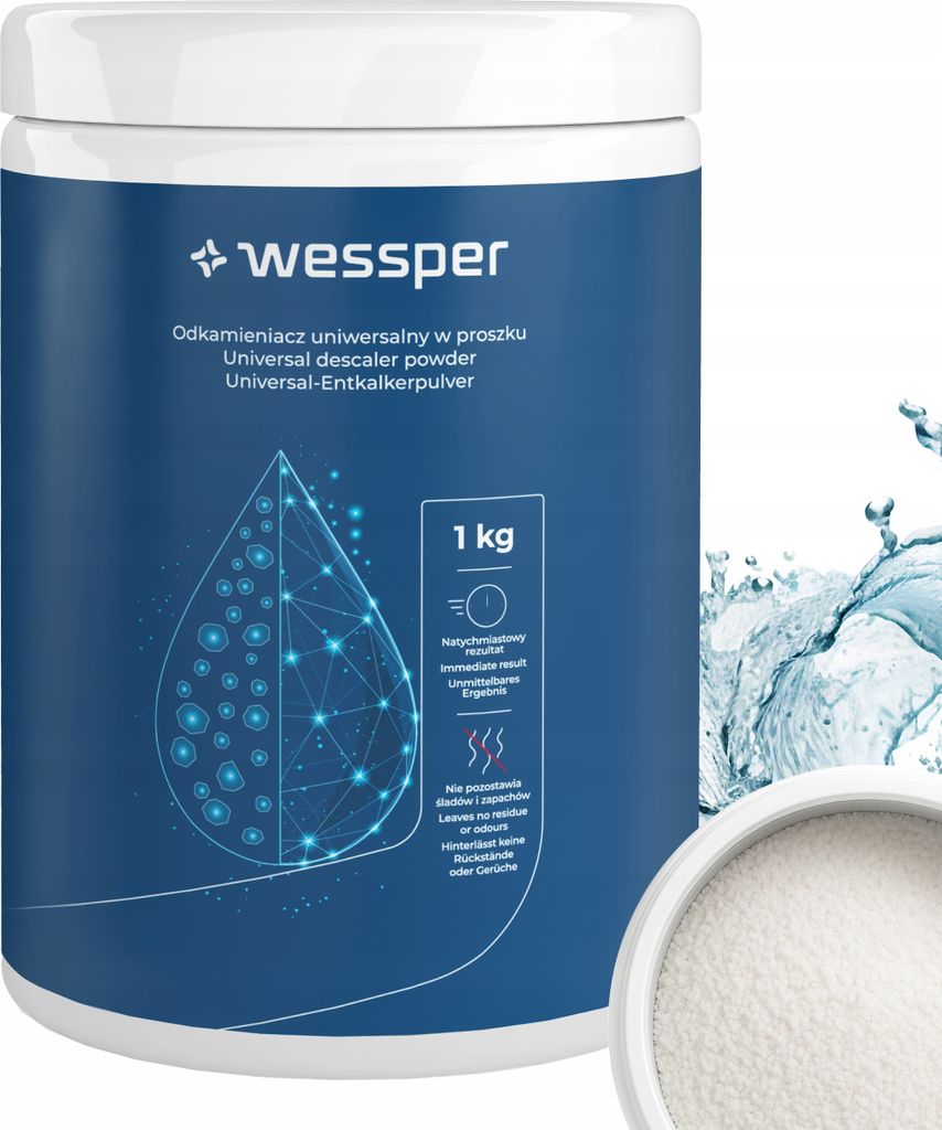 Wessper Entkalkungspulver Universal 1 Kg - Für Waschmaschine, Wasserkocher, Geschirrspüler