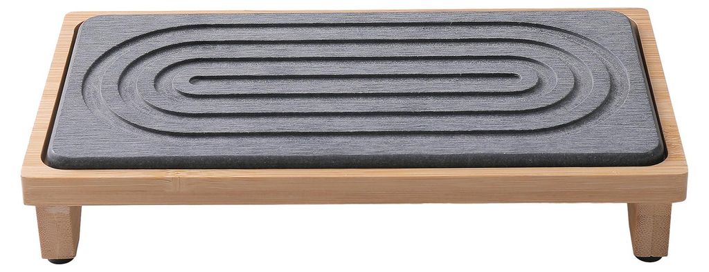 Spülbeckenablage aus Diatomit-Bambus, schnelltrocknende Seifenschale aus Stein für Badezimmer und Küchenarbeitsplatte, wasserabsorbierend, rutsc...