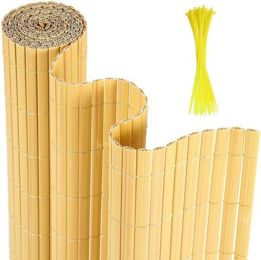 4 x 5 m PVC-Gartenzaun für Privatsphäre – Gartenabgrenzung & Balkonzaun – Bambus