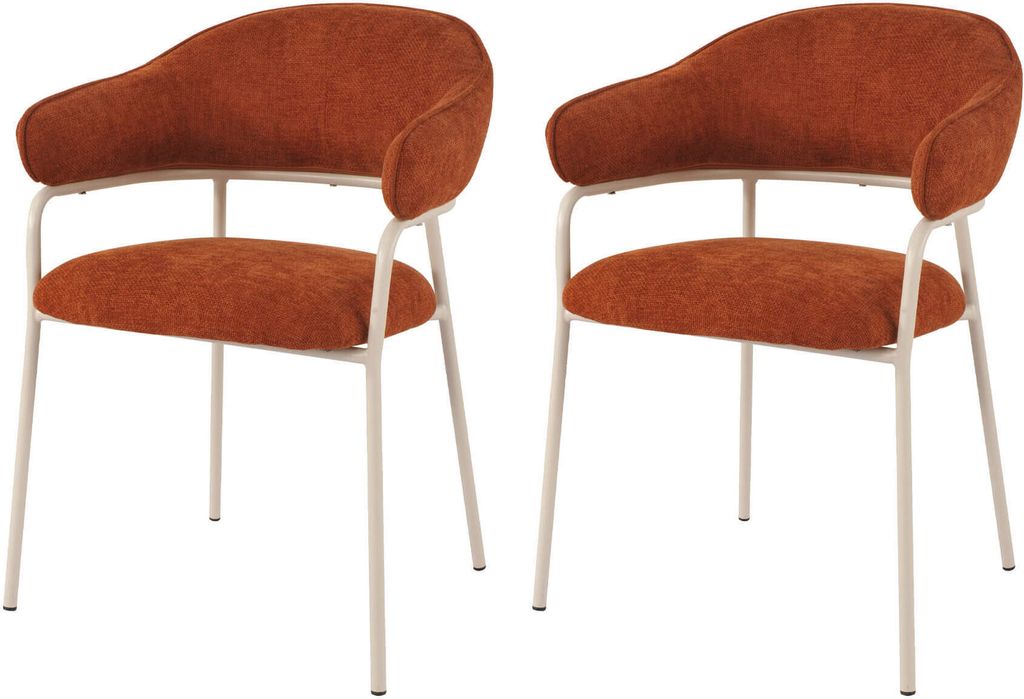Rebecca Mobili Stühle Tuffah 82,5x57x56,5 Polyestergewebe Stahl Orange Weiß Modern SET 2 Stück