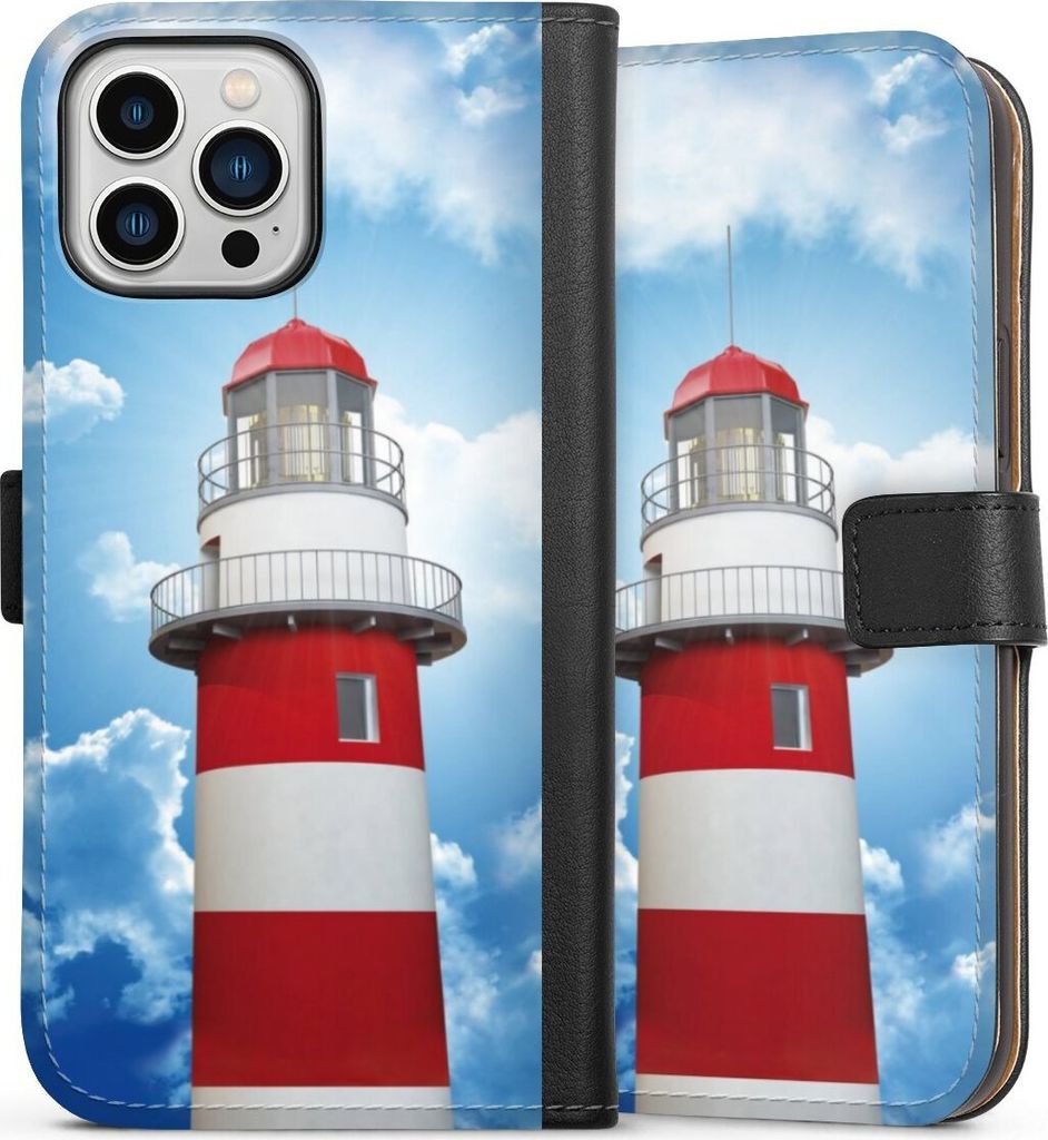 DeinDesign Klapphülle für Apple iPhone 13 Pro Max Handytasche Lederhülle Tasche Himmel Leuchtturm Wolke
