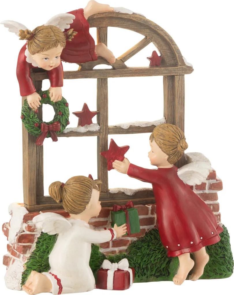 Statue Ange Lumineux de Fenêtre en Résine - Décoration de Noël J-Line