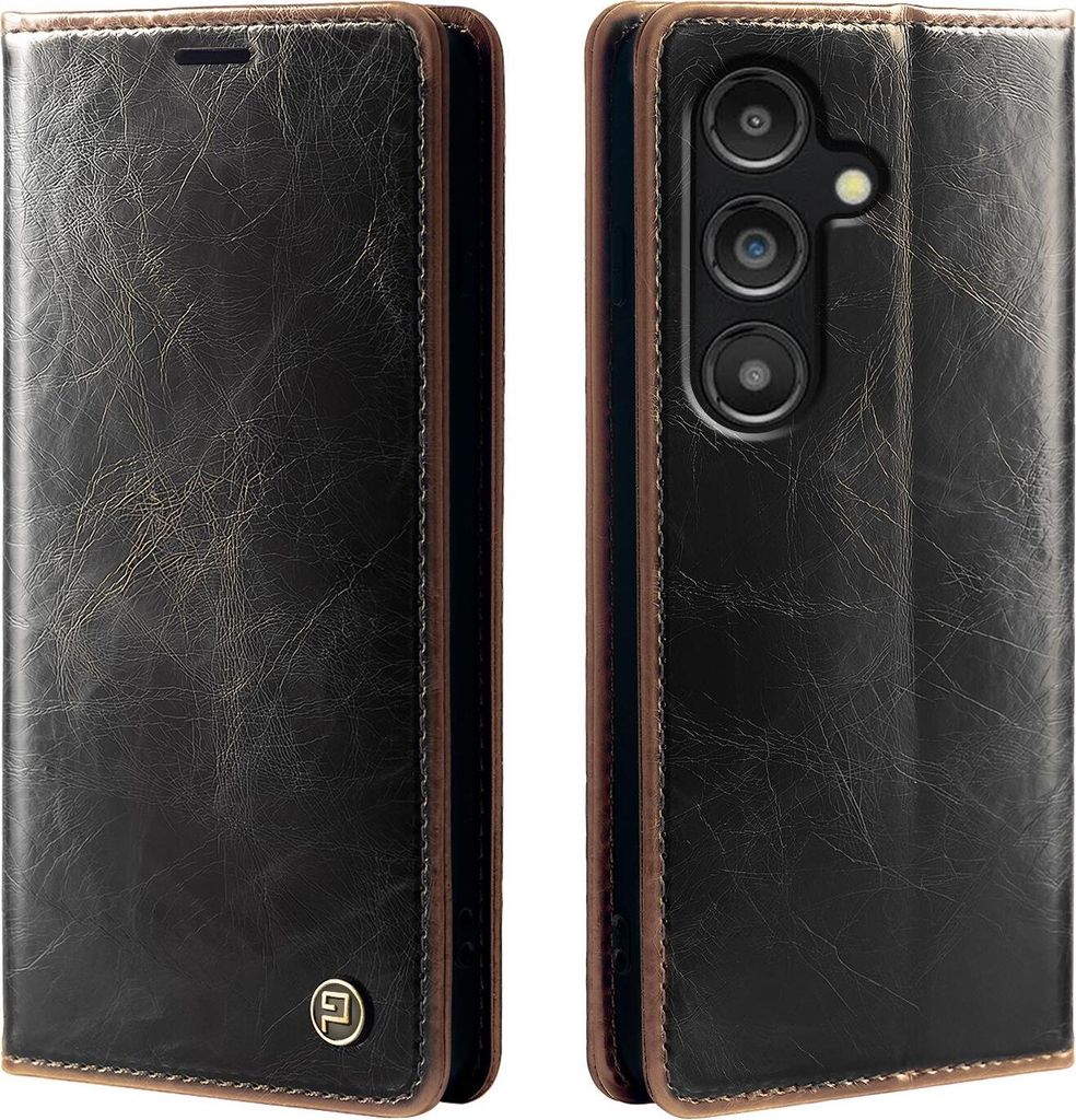 Handyhülle für Samsung Galaxy S25+ Kunstleder Flip Vintage Cover Hülle RFID Schutz Case Kartenfach Farbe: Dunkelbraun