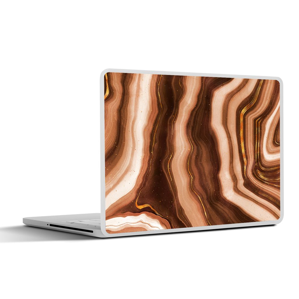 MuchoWow Laptop Aufkleber Sticker Cover Achat - Braun - Gold - Geode Stein 32.5x23.5 cm - Sticker für Laptop - Selbstklebend