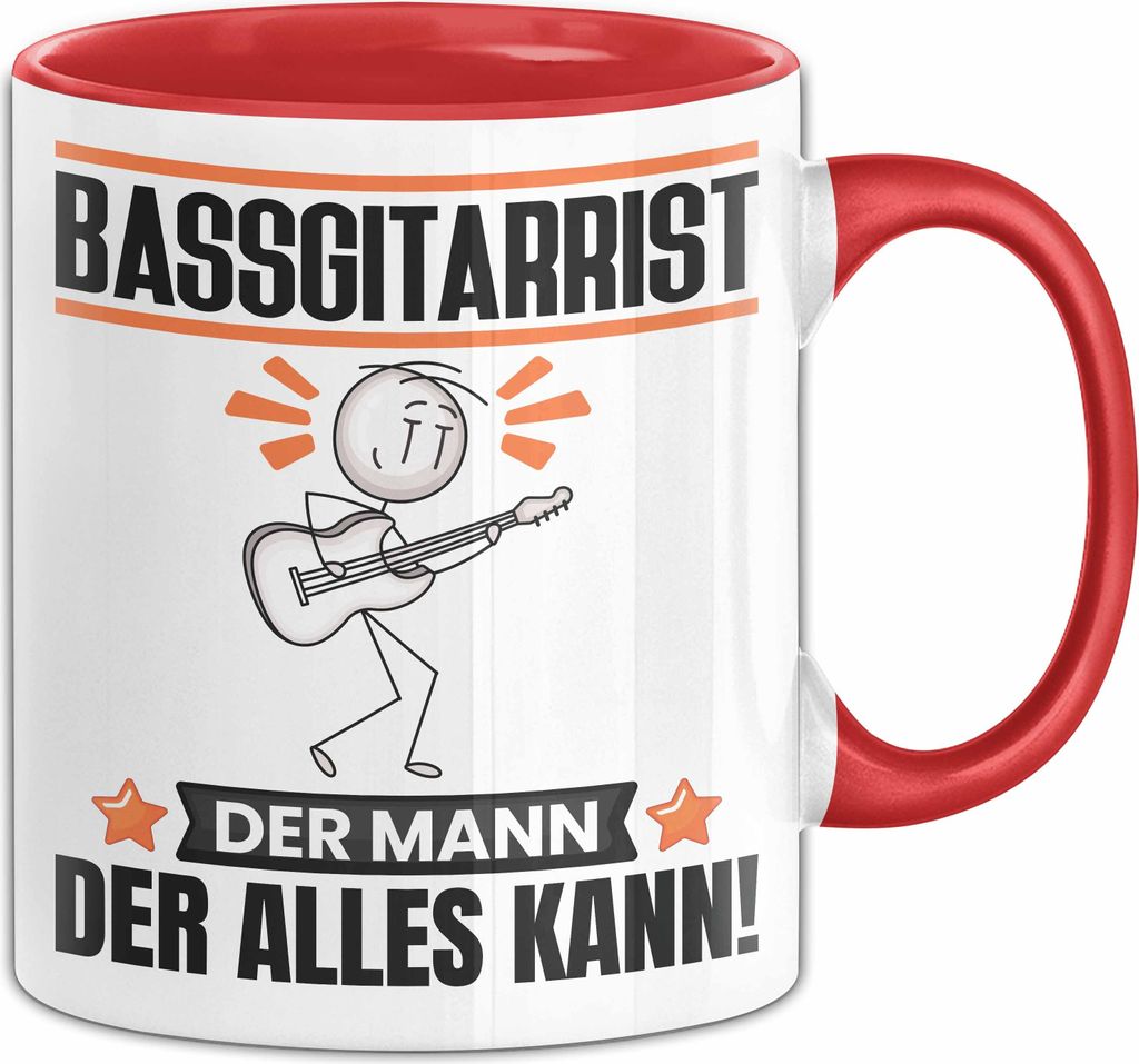 Bassgitarrist Tasse Geschenk für Bassgitarrist Der Mann Der Alles Kann Geschenkidee zum Geburtstag (Rot)