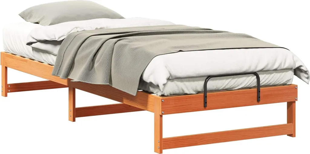 Letto SYFAX 90x220 Marrone Pino Massiccio - Facile da Montare