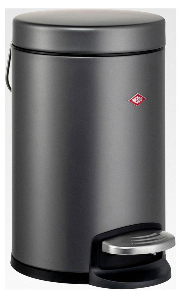 Kosmetikabfallsammler in graphit matt, aus hochwertigem Stahlblech, 3 Liter Volumen, mit Fußtritt und herausnehmbarem Kunststoffeinsatz