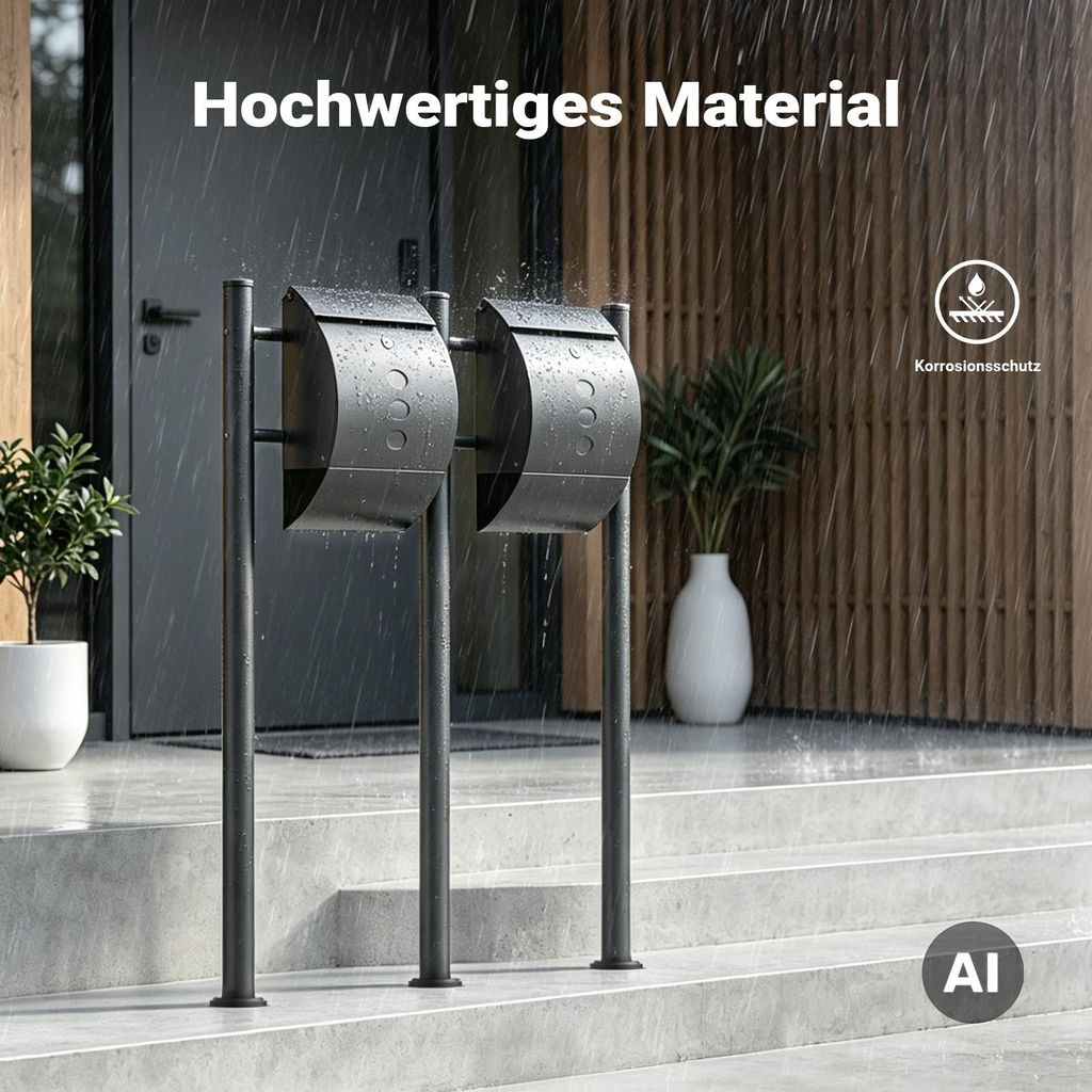 Wiltec Briefkasten Ständer 2-fach Anthrazit 1200 x 1000 mm