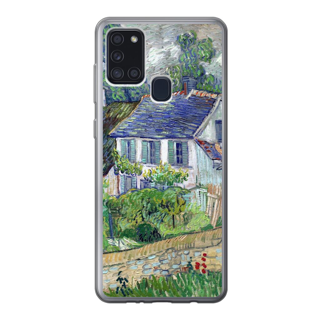 MuchoWow Handyhülle Schutzhülle Hülle für Samsung Galaxy A21s Haus in Auvers - Vincent van Gogh Silikon Softcase Handy Hülle - Hartschale