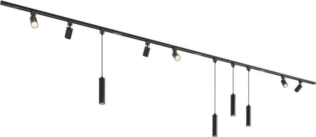 hoftronic LED Schienensysteme-Paket 4x1m 6 Strahler 4 Pendelleuchten Schwarz IP20