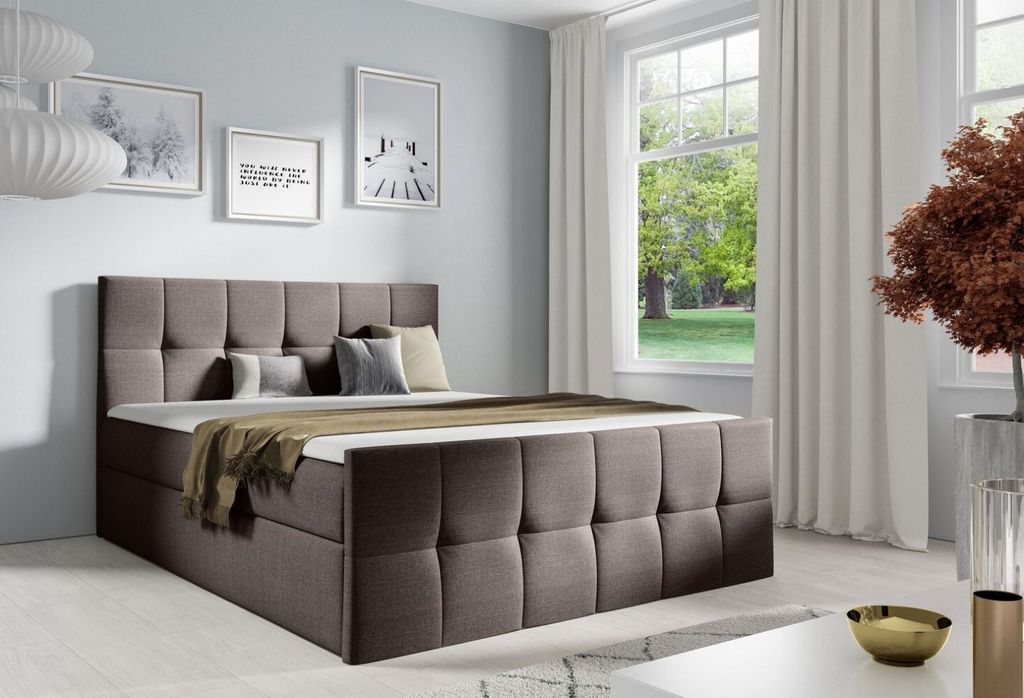 Doppelbett CHLOE – 200x200, braun + GRATIS-Topper