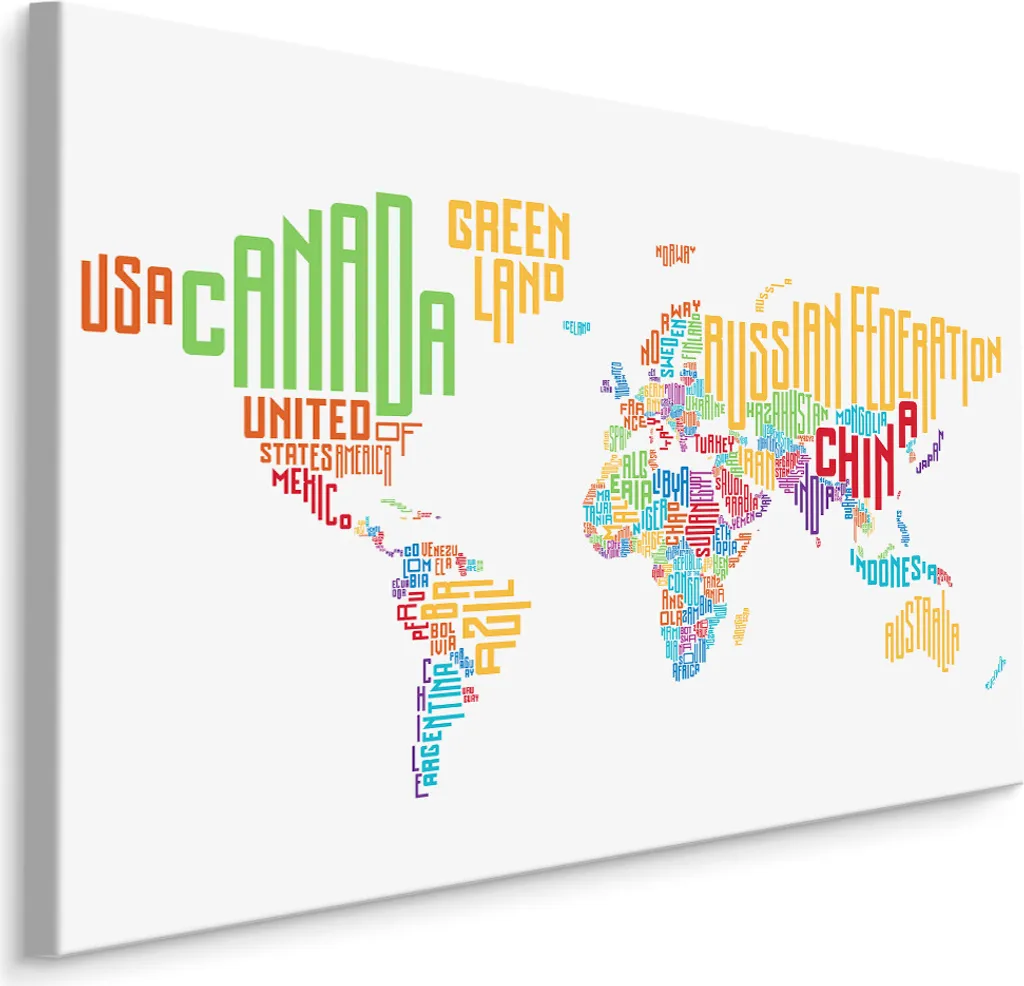 Mappamondo su Tela 120x80 XXL - Quadro Colorato per Ufficio e Casa