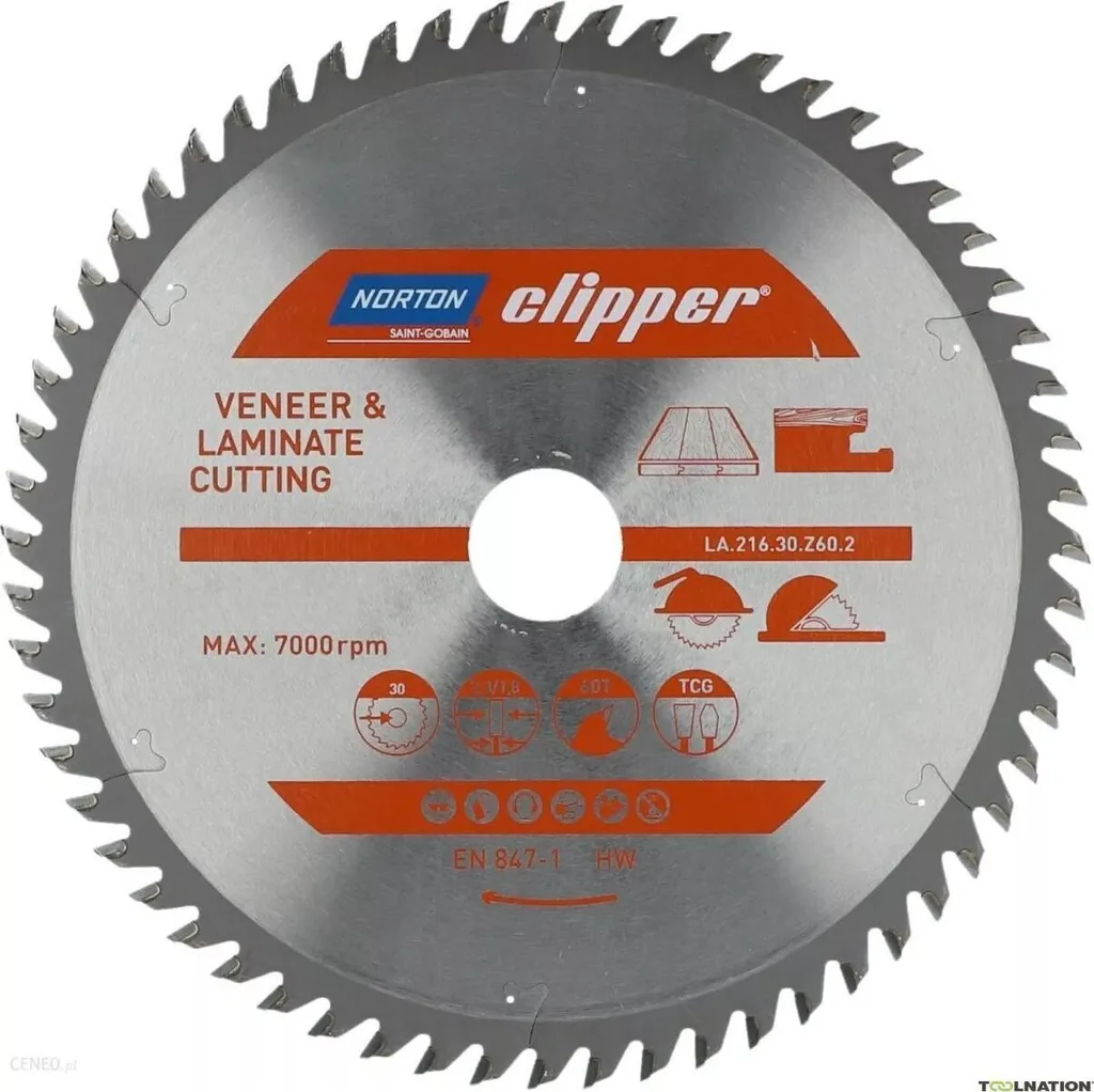 Lama Norton Clipper 216x30 60Z: Taglio Professionale Laminato e Legno