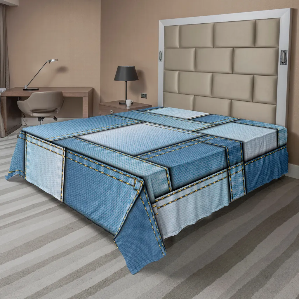 Lenzuolo ABAKUHAUS Blu Patchwork 244x205cm - Microfibra Morbida