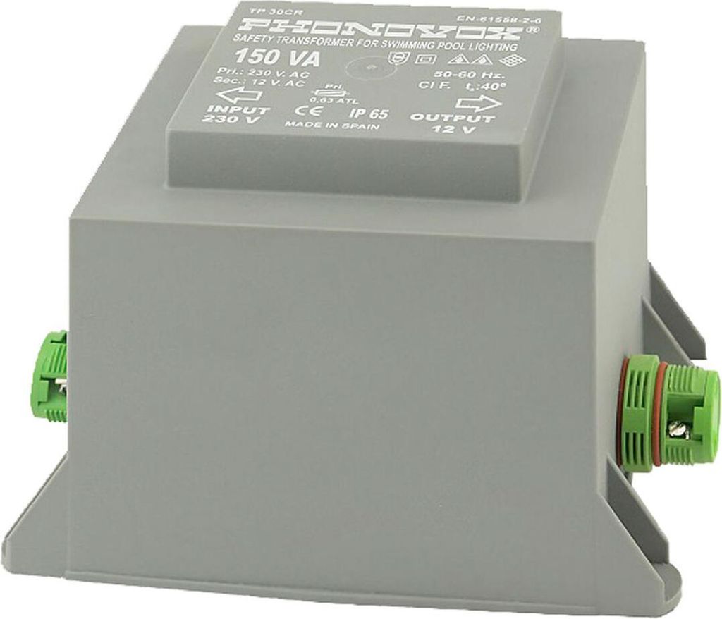 Transformateur Piscine 150va Sécurité étanche Ip65, 230/12v Image du produit 