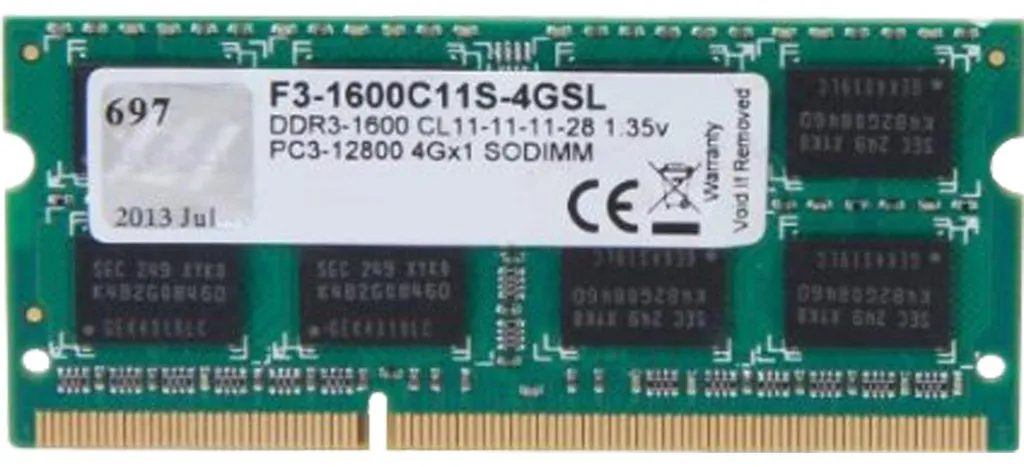 G.Skill DDR3L 4Go 1600MHz CL11 1.35V Mémoire Vive Basse Consommation
