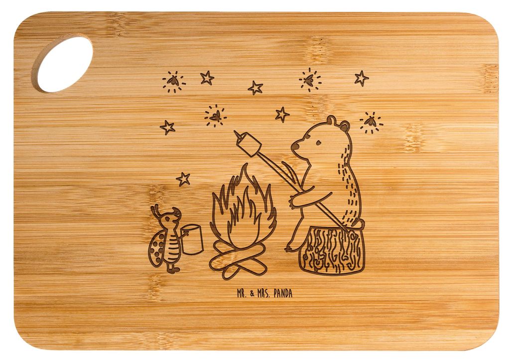 Mr. & Mrs. Panda Holzbrett Bär & Marienkäfer Lagerfeuer - Transparent - Geschenk, Teddy, Brett, Frühstücksbrett, vesperbrett, schneidbrett, Sch...