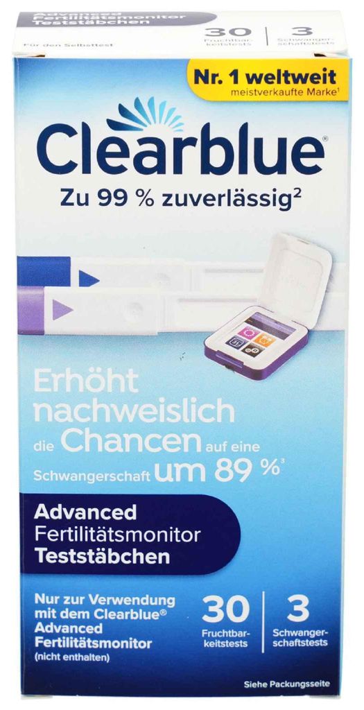 CLEARBLUE Fertilitätsmonitor Teststäbchen 30+3 33St PZN Produktbild 