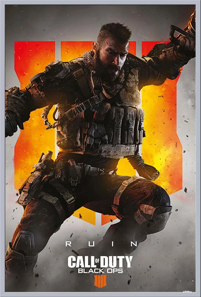 Affiche Ruin Call of Duty sous cadre argenté incassable avec vitre acrylique
