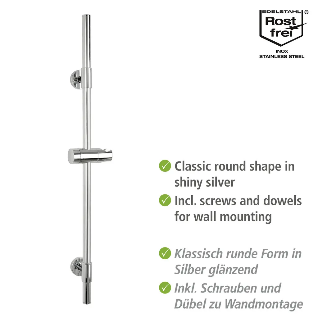 Barre de douche WENKO Basic chromée 66 cm en acier inox brillant
